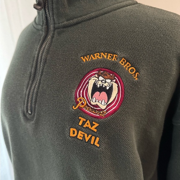 Vintage 90s Warner Bros. Studio Tasmanian Devil Dark Green Apparel - Picture 2 of 4
